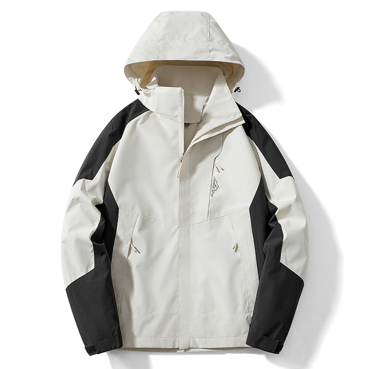Herren Colorblock Softshell-Trekkerjacke mit Kapuze, verdeckten Reißverschlüssen und seitlichen Eingrifftaschen Drune