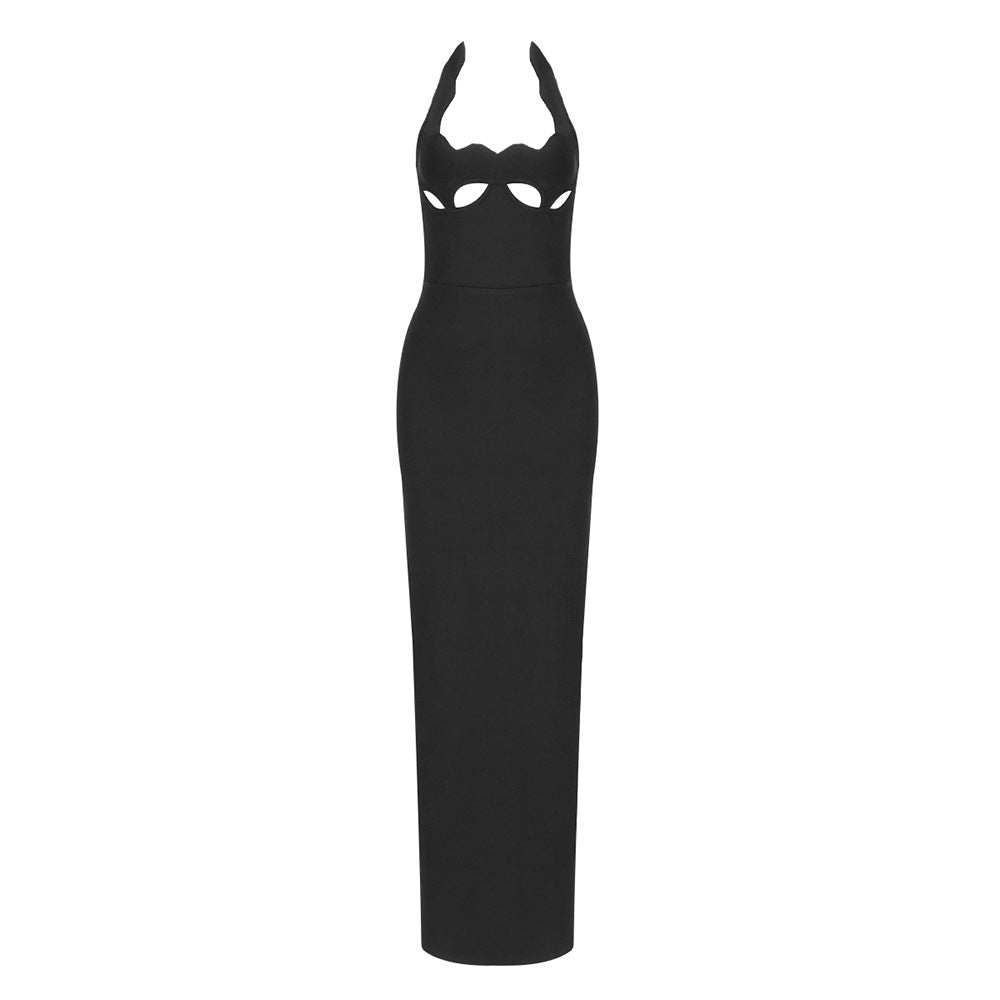 Damen Elegantes figurbetontes Abendkleid mit raffiniertem Ausschnitt Drune