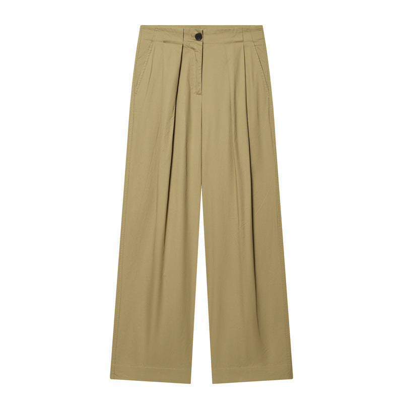 Damen Weite Plissee-Hose mit hoher Taille und markanten Vorderfalten Drune