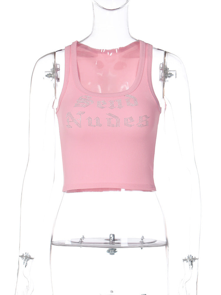 Damen Crop-Top mit funkelndem Schriftzug Drune