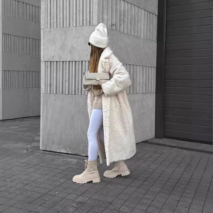 Damen wadenhohe robuste Schnürstiefel mit Plateau-Profilsohle Drune