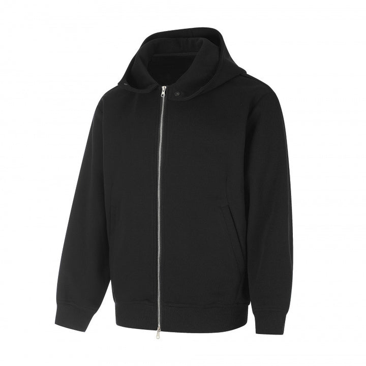 Unisex Boxy-Kapuzenjacke im Minimalstil mit Zwei-Wege-Metallreißverschluss und verdeckten Seitennahttaschen Drune