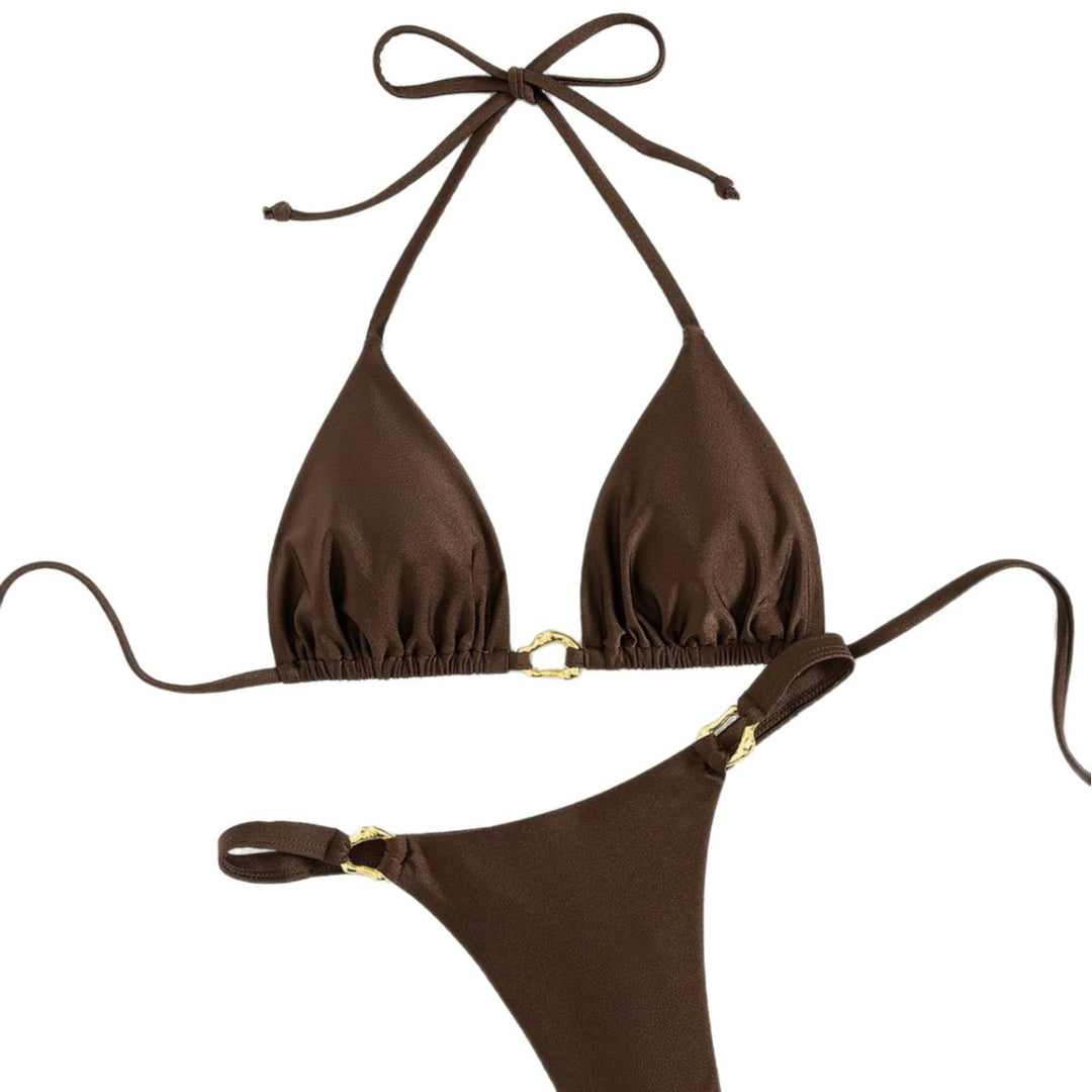 Damen Triangel-Bikini mit luxuriösen goldenen Akzenten Drune
