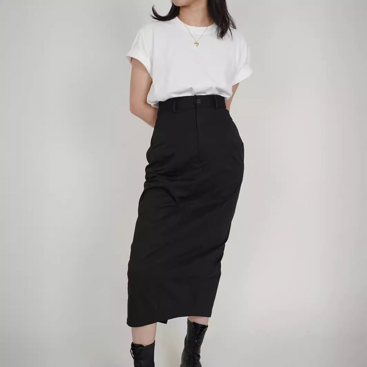Damen Eleganter Midirock mit innovativem Schnitt Drune