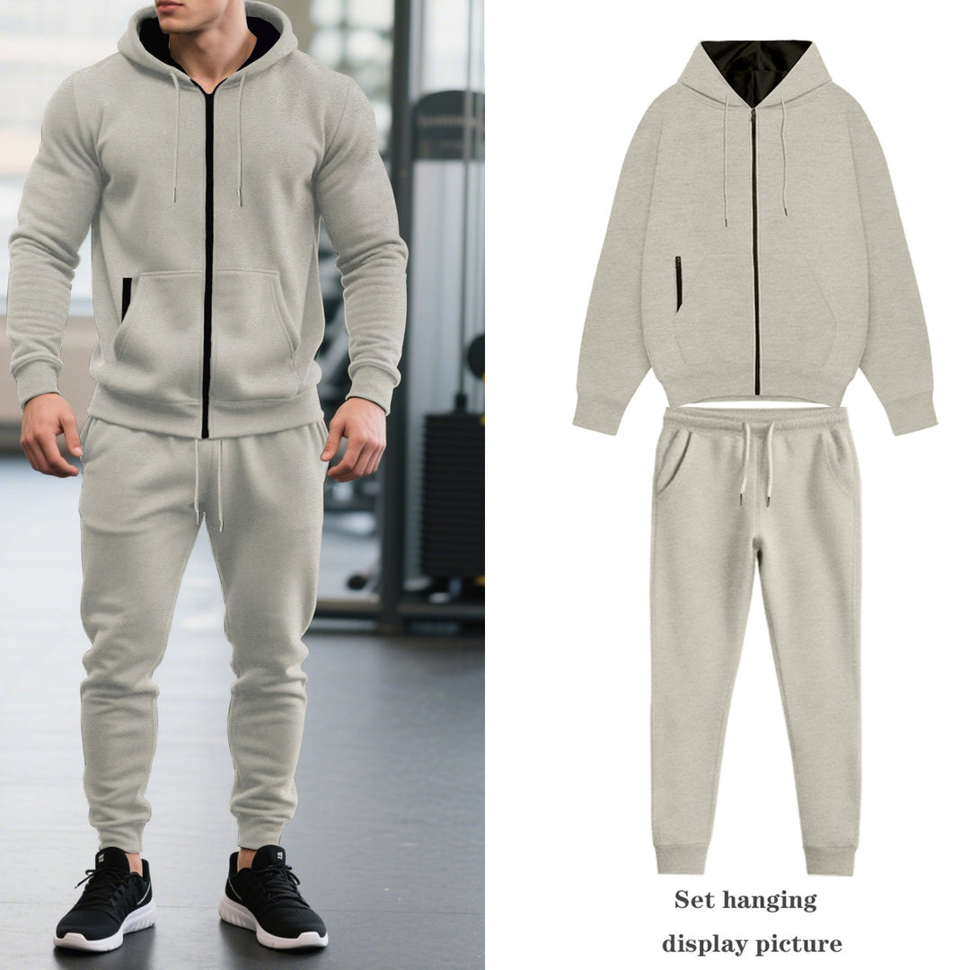 Herren nan zweiteiliges Performance Fleece Jogginganzug-Set mit Kapuzenjacke, verdecktem Reißverschluss und tapered Jogginghose Drune