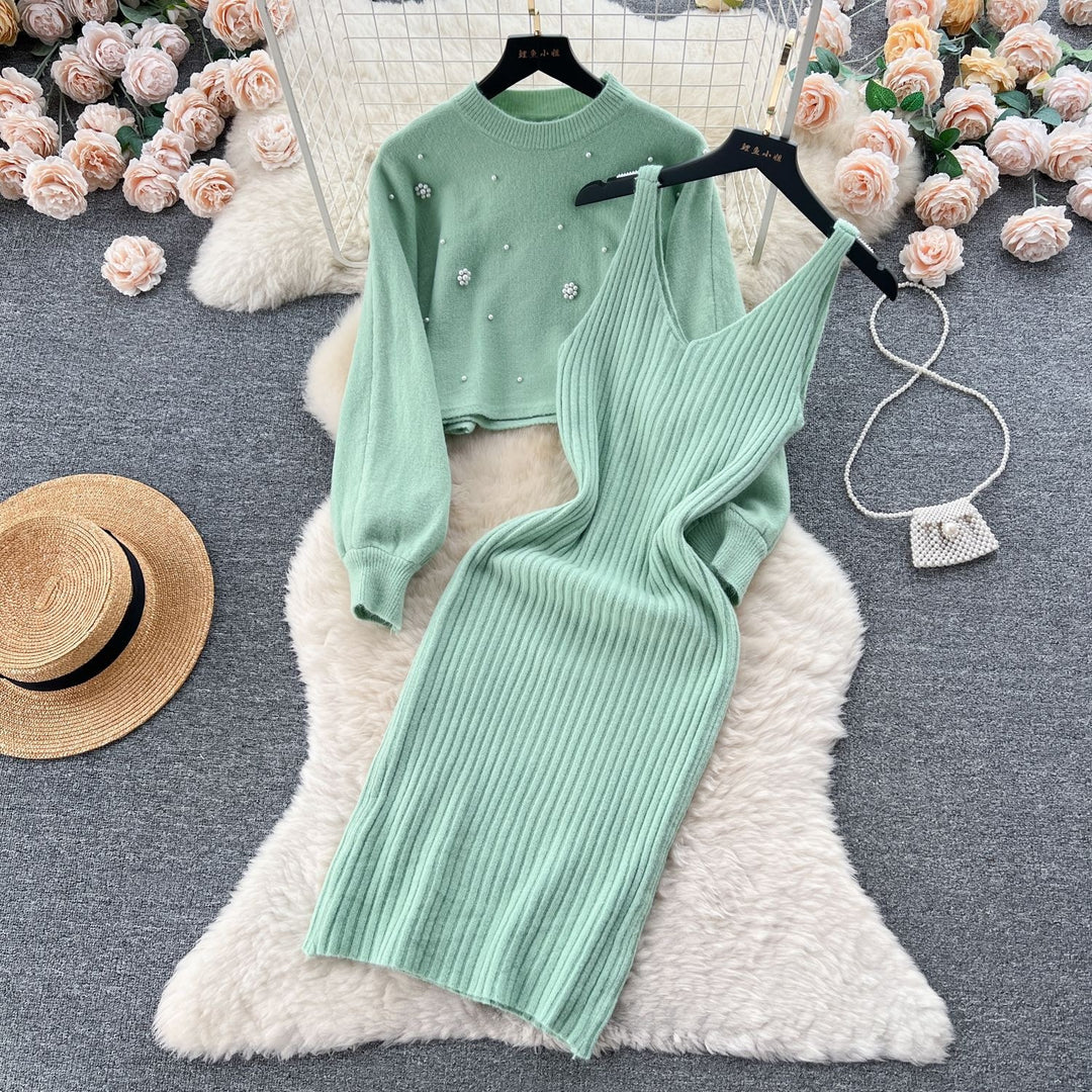 Damen Strickkleid mit elegantem V-Ausschnitt Drune