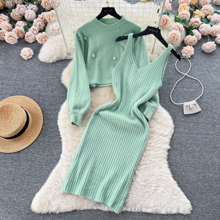 Damen Strickkleid mit elegantem V-Ausschnitt Drune