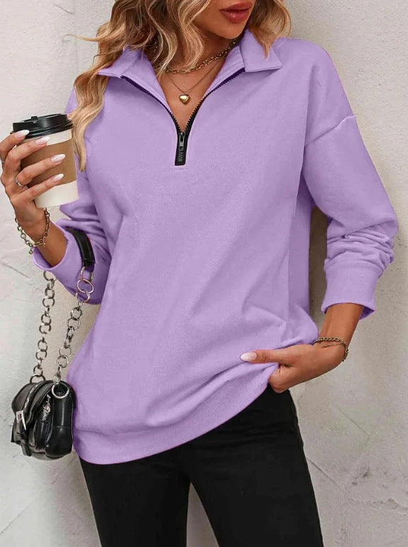 Damen Sweatshirt mit halbem Reißverschluss Drune