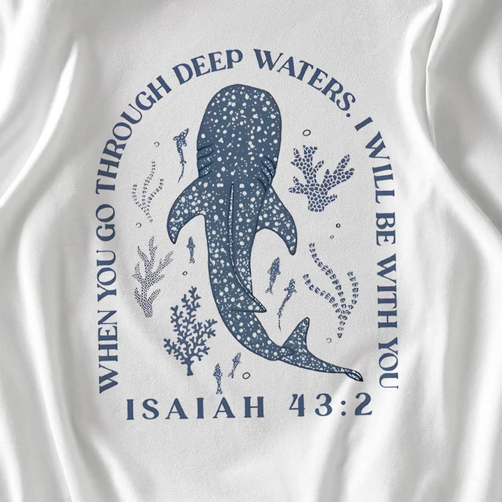Damen T-Shirt mit kreativem Wahlspruch und kunstvollem Hai-Motiv Drune