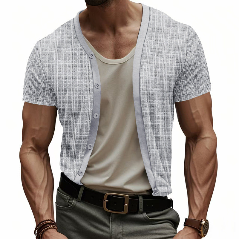 Herren kurzärmliges Cardigan Hemd Drune