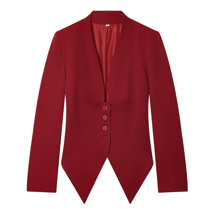 Damen nan taillierter Blazer mit Schalkragen, figurbetonter Knopfleiste und spitz zulaufendem Zipfelsaum Drune