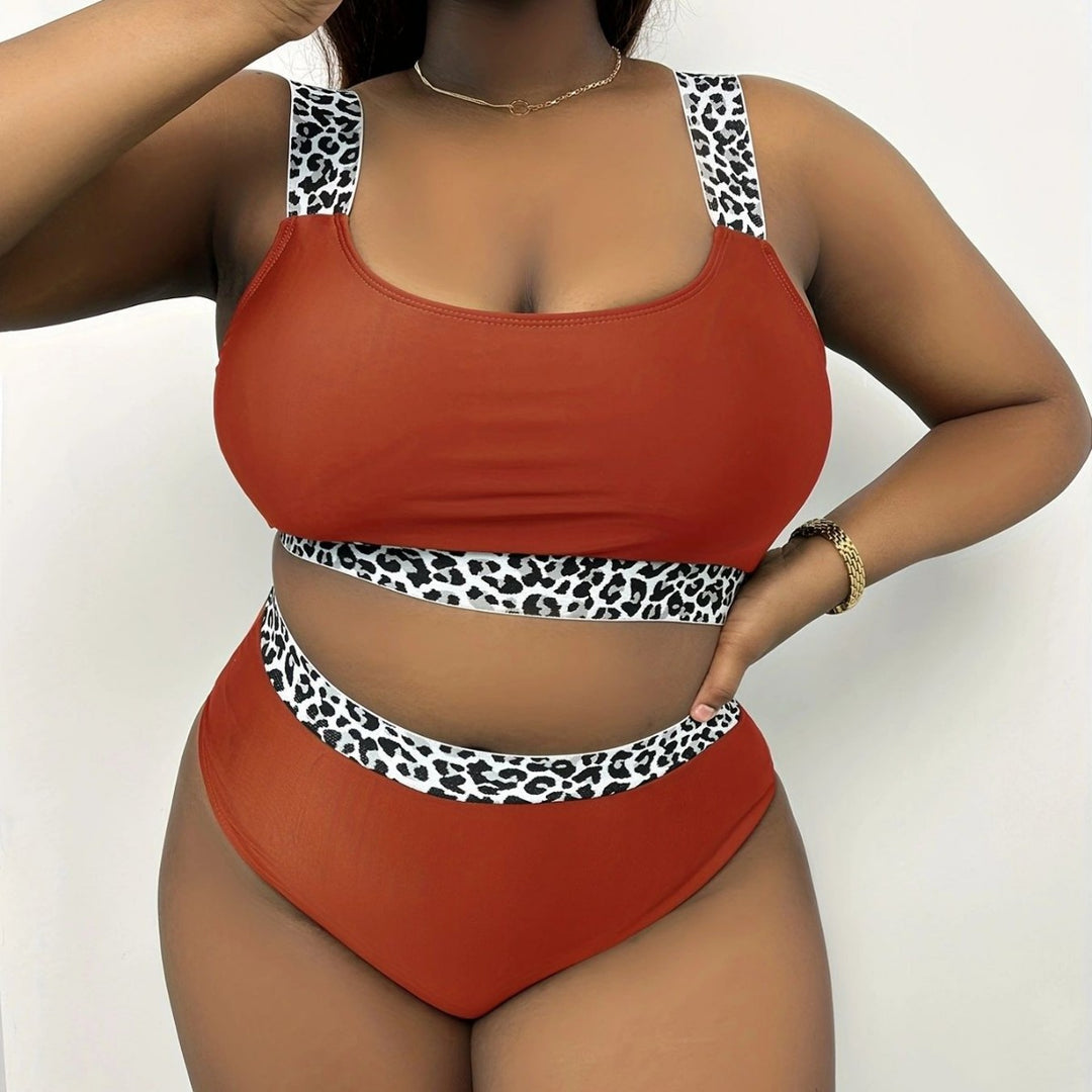 Damen Hochgeschnittenes Bikini-Set mit trendigem Tiermuster Drune