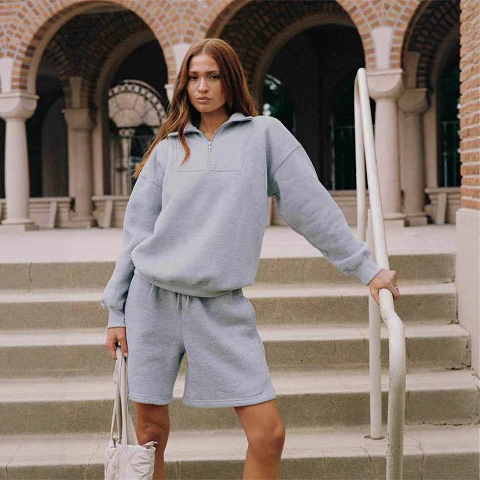 Damen sportliches Sweatshirt und Shorts Set Drune