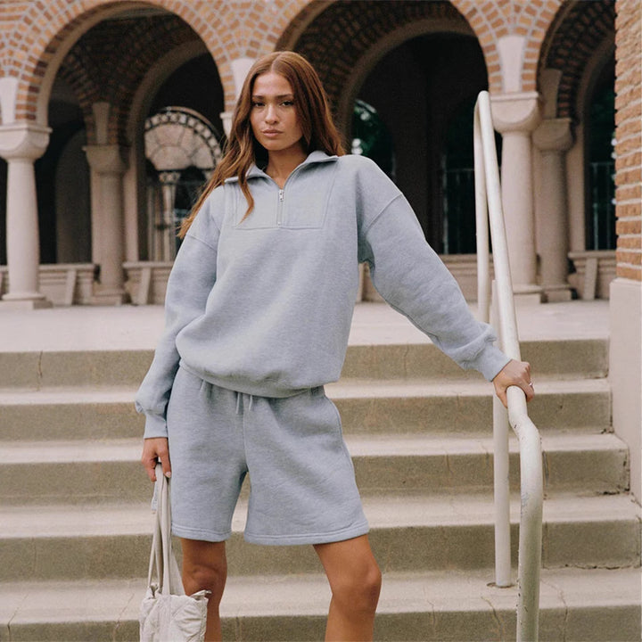 Damen sportliches Sweatshirt und Shorts Set Drune