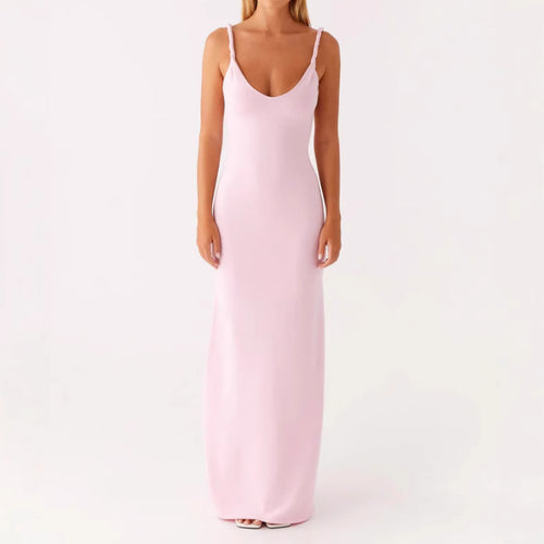Damen Maxikleid mit schmalen Spaghettiträgern und elegantem V-Ausschnitt Drune