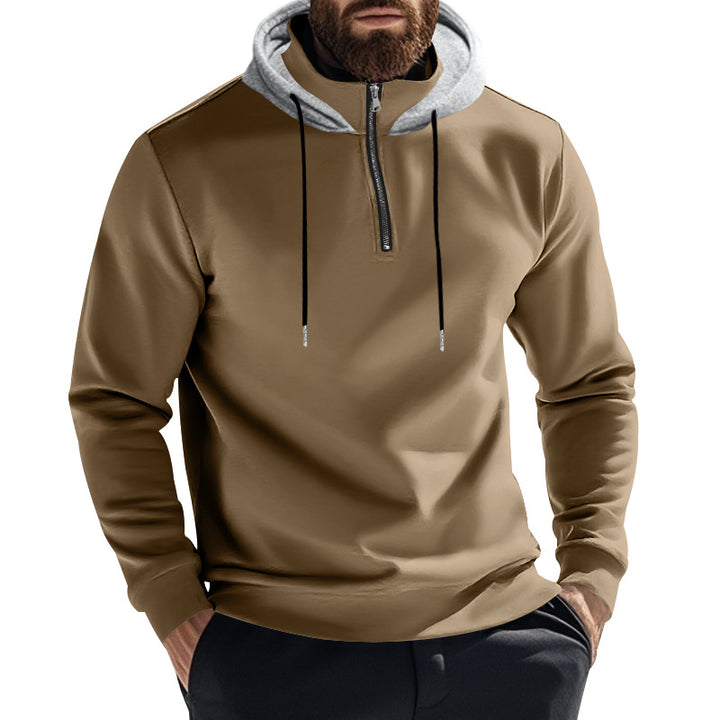 Herren nan Halbzip-Kapuzenpullover mit kontrastkapuze, Kordelzug und schmaler Silhouette Drune