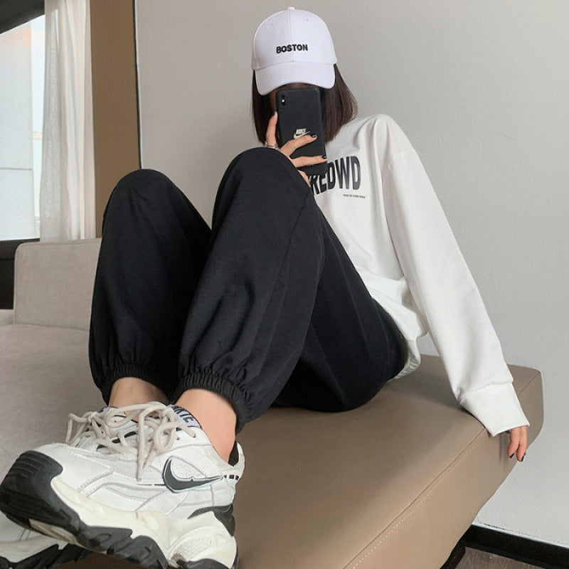 Damen nan relaxed-fit Sweatpants mit elastischem Kordelbund, seitlichen Eingriffstaschen und abgesteppten Saumnähten Drune