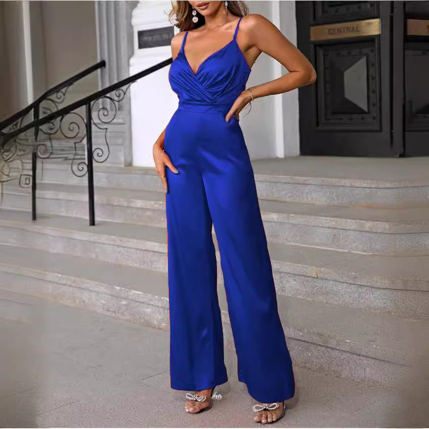 Damen eleganter Jumpsuit mit schmalen Trägern und einem fließenden Schnitt Drune