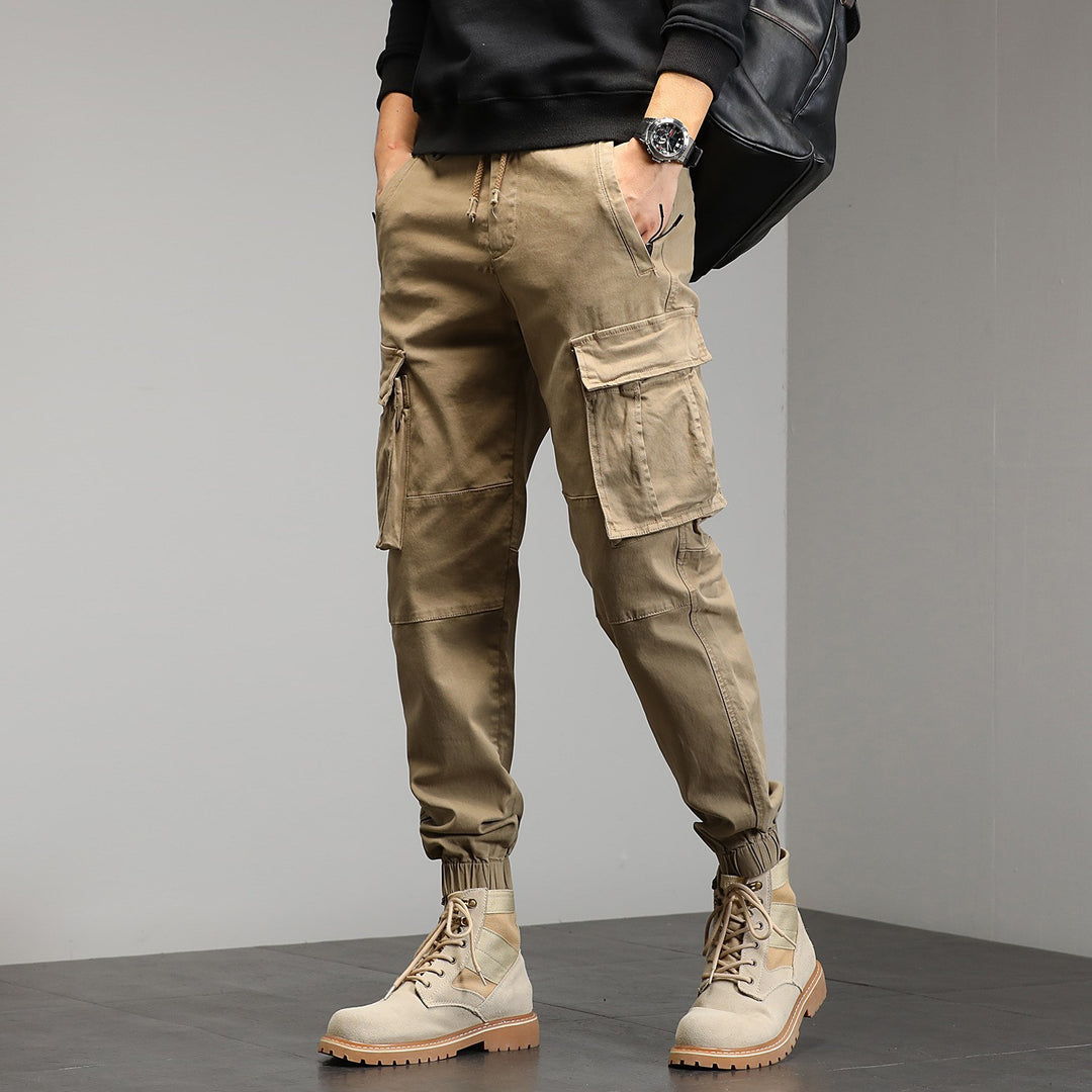 Herren Taktische Cargo‑Joggerhose mit elastischem Tunnelzugbund, Knieabnähern und Mehrfachtaschen Drune