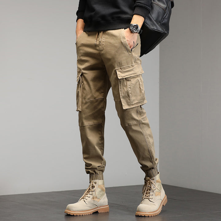 Herren Taktische Cargo‑Joggerhose mit elastischem Tunnelzugbund, Knieabnähern und Mehrfachtaschen Drune