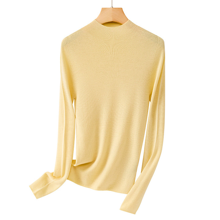 Damen Feinstrick-Longsleeve mit kurzem Stehkragen und schlanker Silhouette Drune