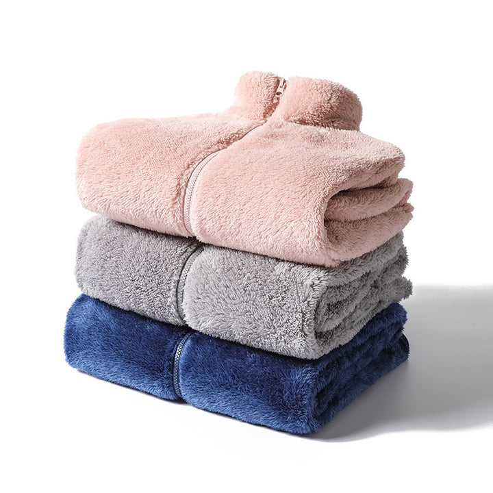 Damen Kuschelige Teddy-Fleecejacke mit Stehkragen und verdecktem Reißverschluss Drune