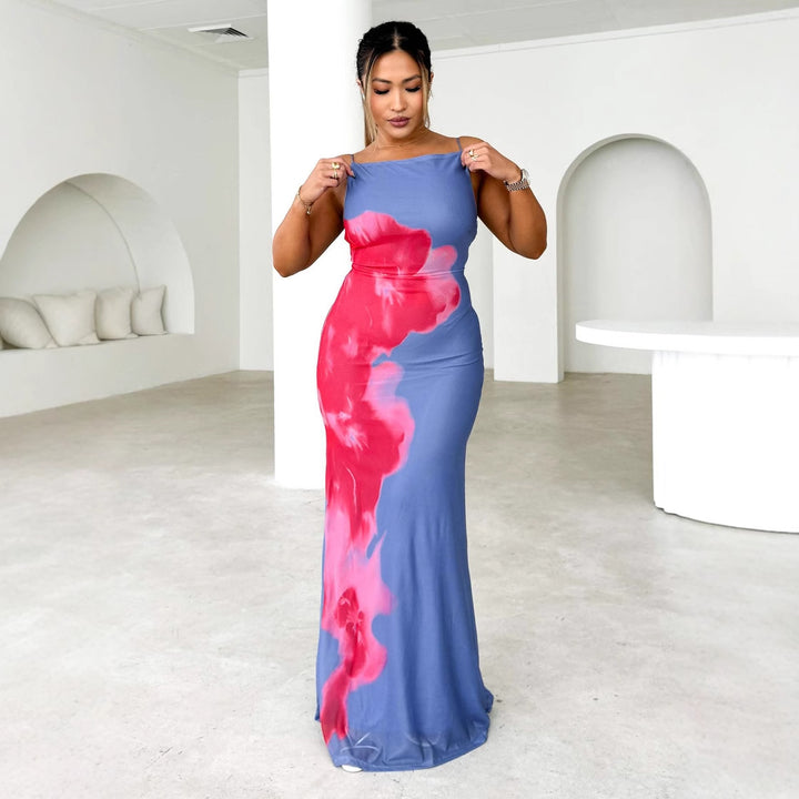 Damen Elegantes Maxikleid mit floralem Druck und schmalem Schnitt Drune