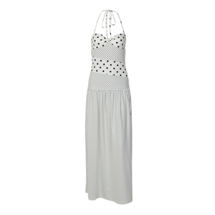 Damen Maxikleid mit verspielten Polka-Dots und schickem Halterdesign Drune