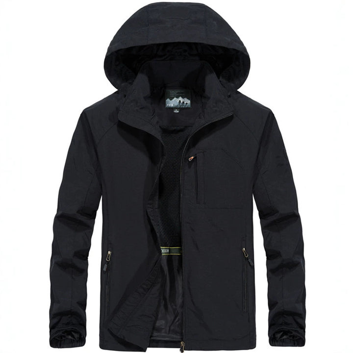 Herren Leichte Allwetter-Fieldjacke mit Kapuze, Mesh‑Innenfutter und Reißverschlusstaschen Drune