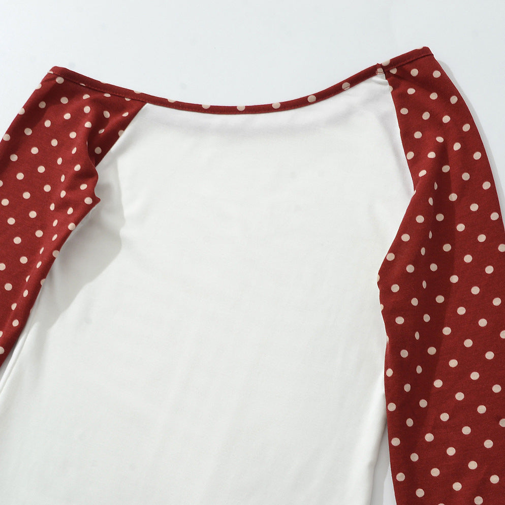 Damen Asymmetrisches Longsleeve mit Polka-Dot Raglanärmeln Drune