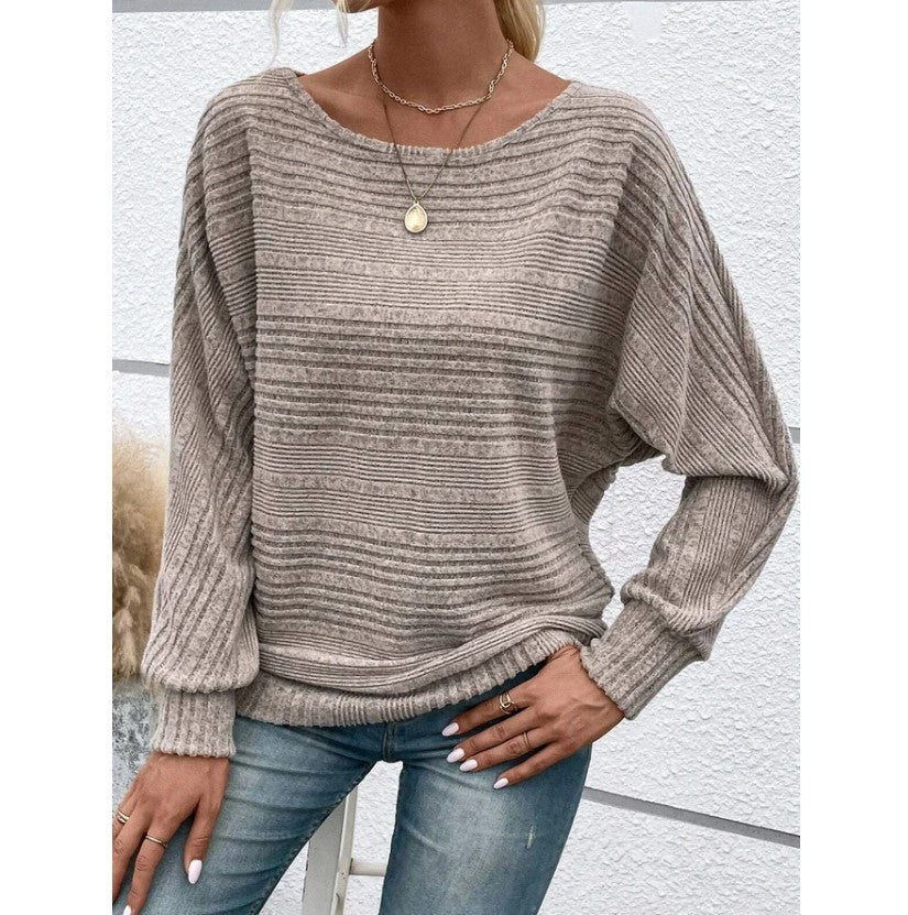 Damen lässiger Strukturpullover mit weitem Schnitt Drune