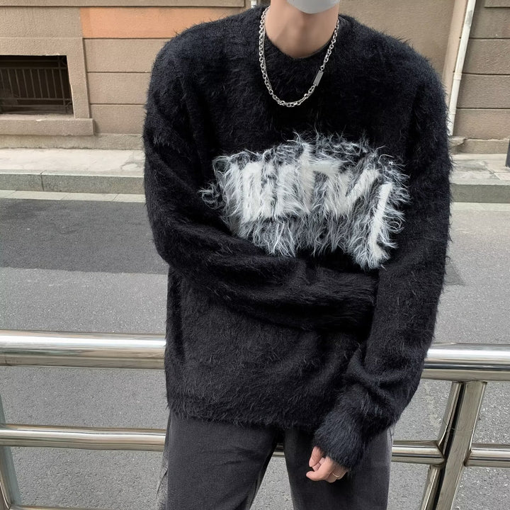 Herren Trendiger Oversized Pullover mit auffälligem Schriftzug Drune
