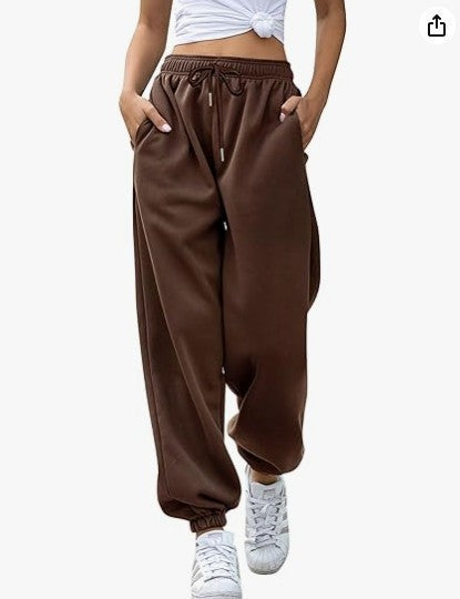 Damen nan lässige Jogginghose mit hohem Bund elastischen Knöchelabschlüssen und weichem Fleecefutter Drune