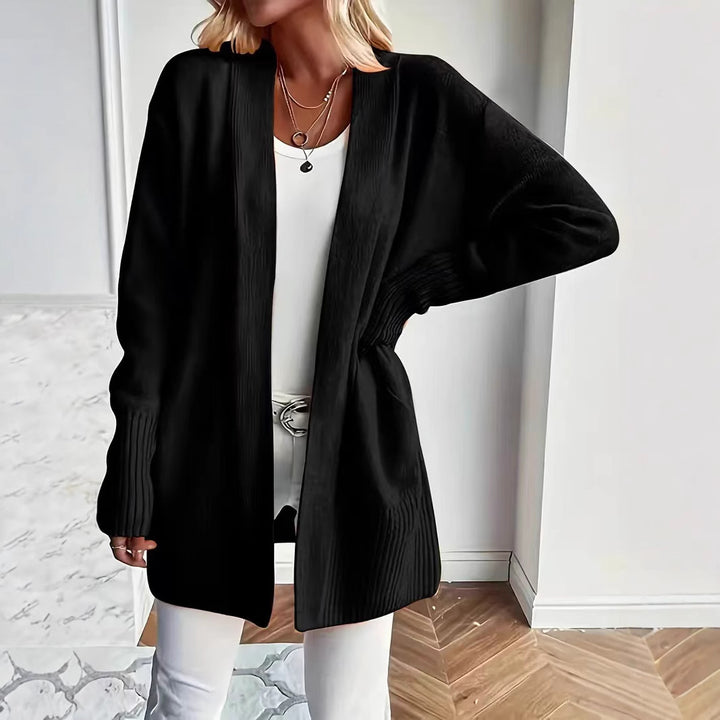 Damen lässige Strickjacke mit offenem Schnitt und Seitentaschen Drune
