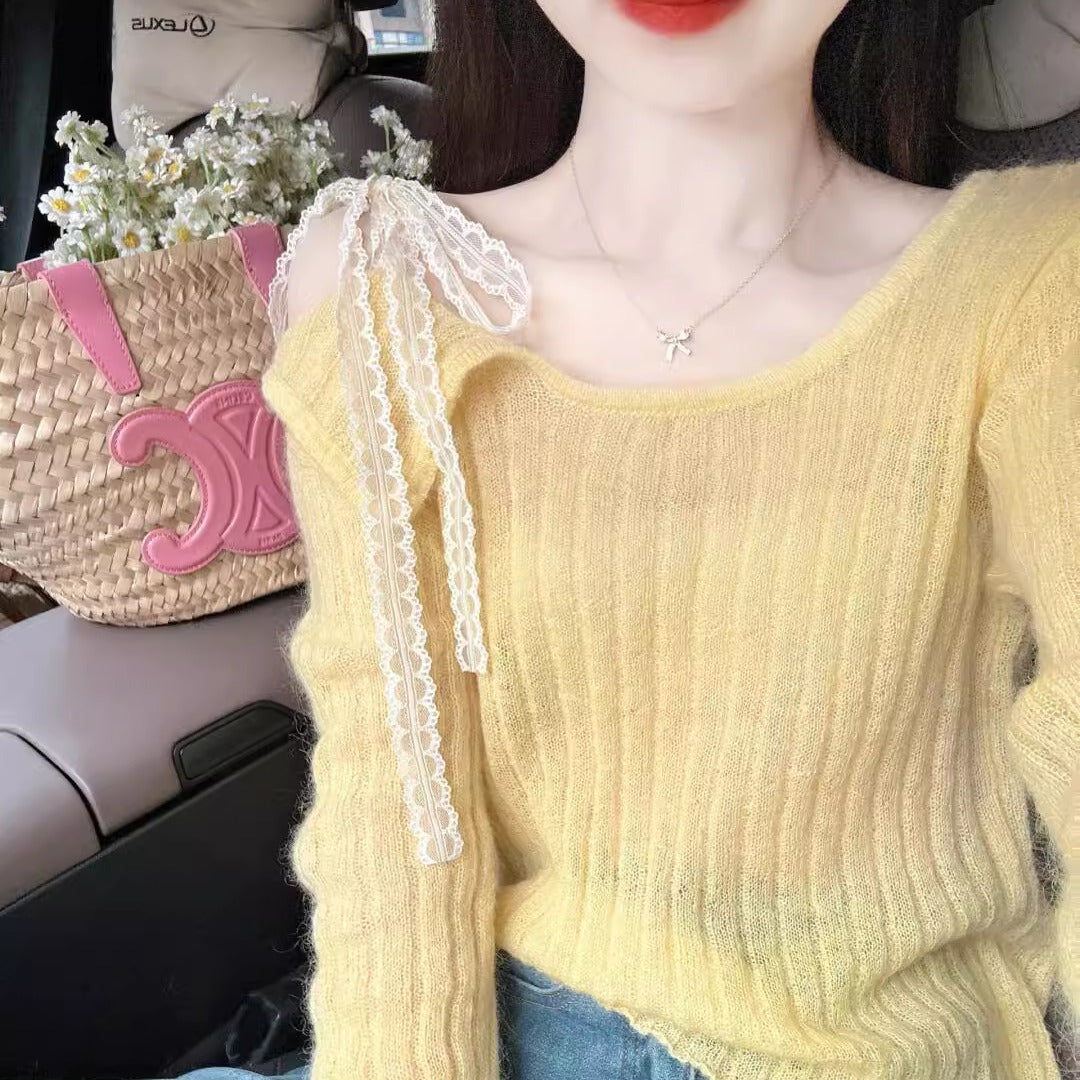 Damen modischer Strickpullover mit lässigem Schnitt und feinem Rippdesign Drune