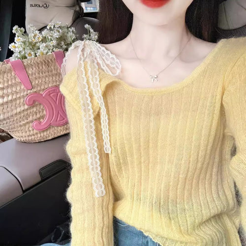 Damen modischer Strickpullover mit lässigem Schnitt und feinem Rippdesign Drune