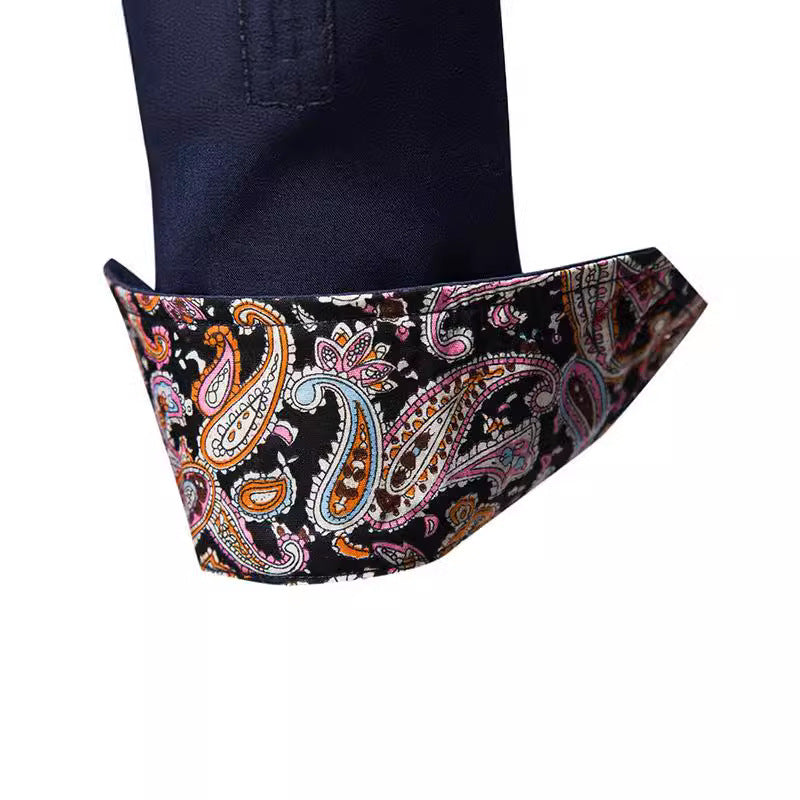 Herren Langarmhemd mit modernem Paisley-Muster und exklusiven Details Drune