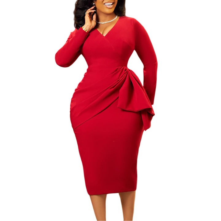 Damen Wickelkleid mit elegantem Schnitt und asymmetrischen Rüschen Drune
