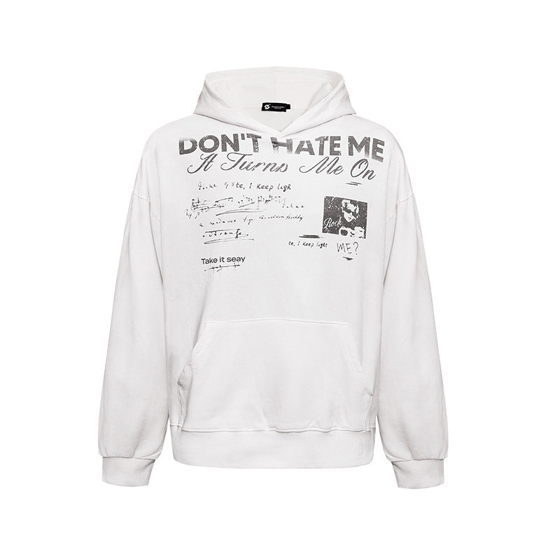Damen Lässiges Oversize-Hoodie mit Typo-Frontprint, abgesenkten Schultern und Kängurutasche Drune