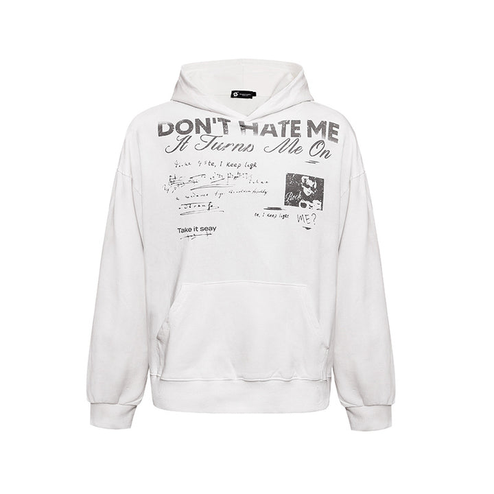 Damen Lässiges Oversize-Hoodie mit Typo-Frontprint, abgesenkten Schultern und Kängurutasche Drune