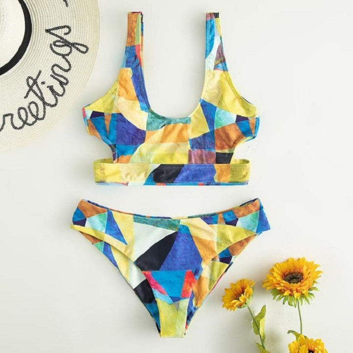 Damen Sport-Bikini mit geometrischem Design und breiten Trägern Drune