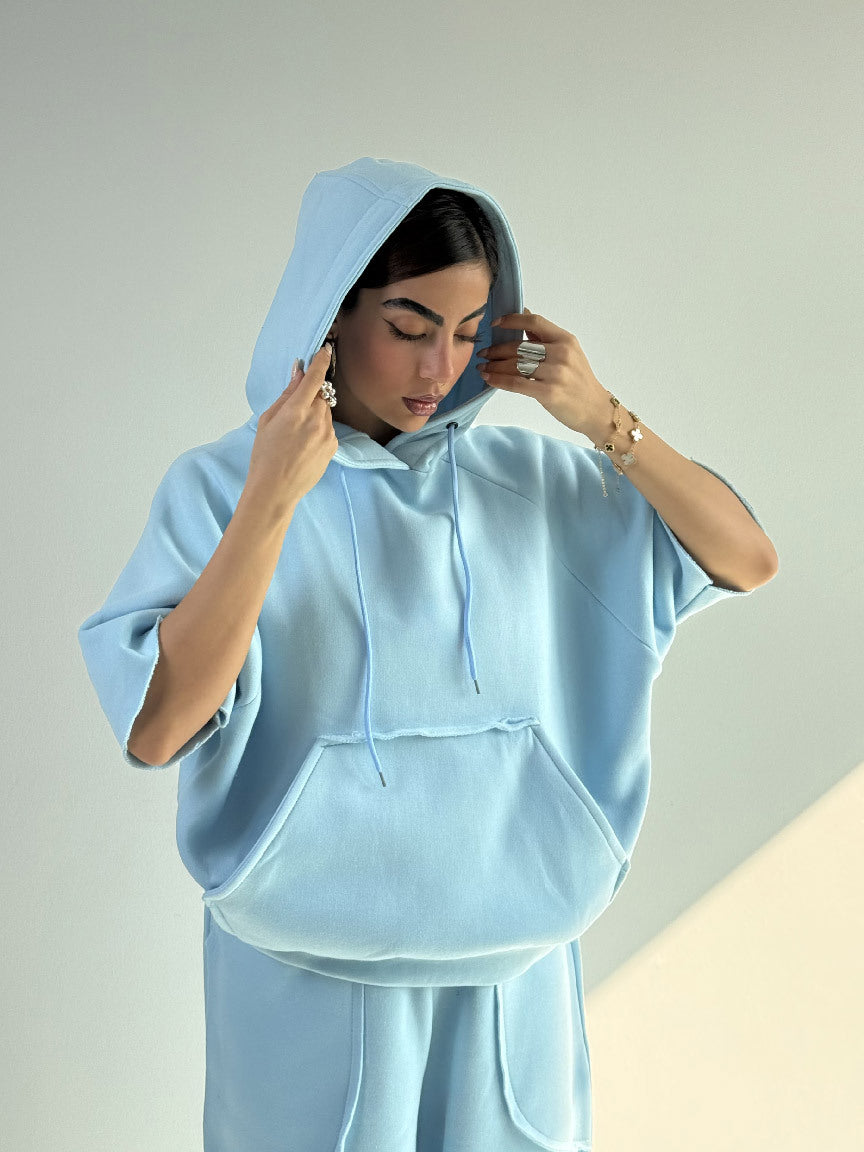 Damen Oversized Kapuzenpullover mit Kängurutasche und elastischen Saum Drune