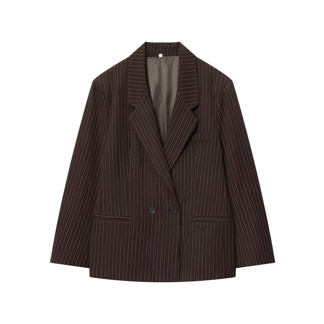 Damen Doppelreihiger Nadelstreifen-Blazer in Oversize-Passform Drune