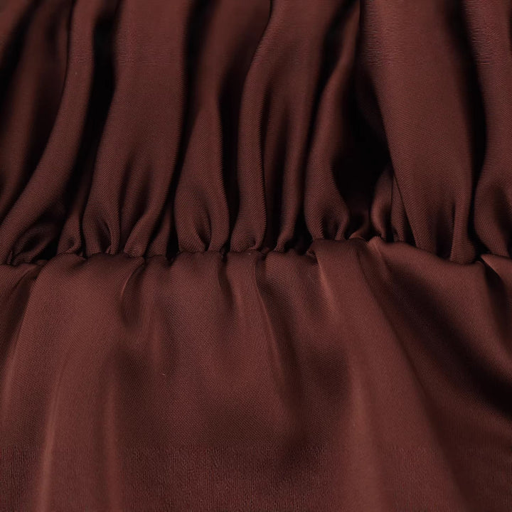Damen nan elegantes Satin-Minikleid mit Schleifenkragen, Ballonärmeln und elastischer Taille Drune
