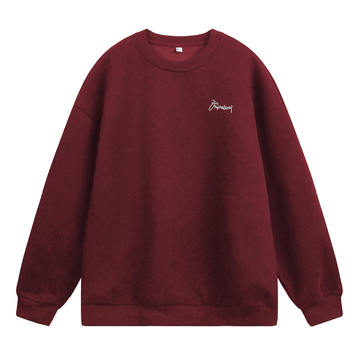 Unisex Minimalistisches Boxy-Sweatshirt mit kleinem Script-Logo und Fleece-Innenfutter Drune