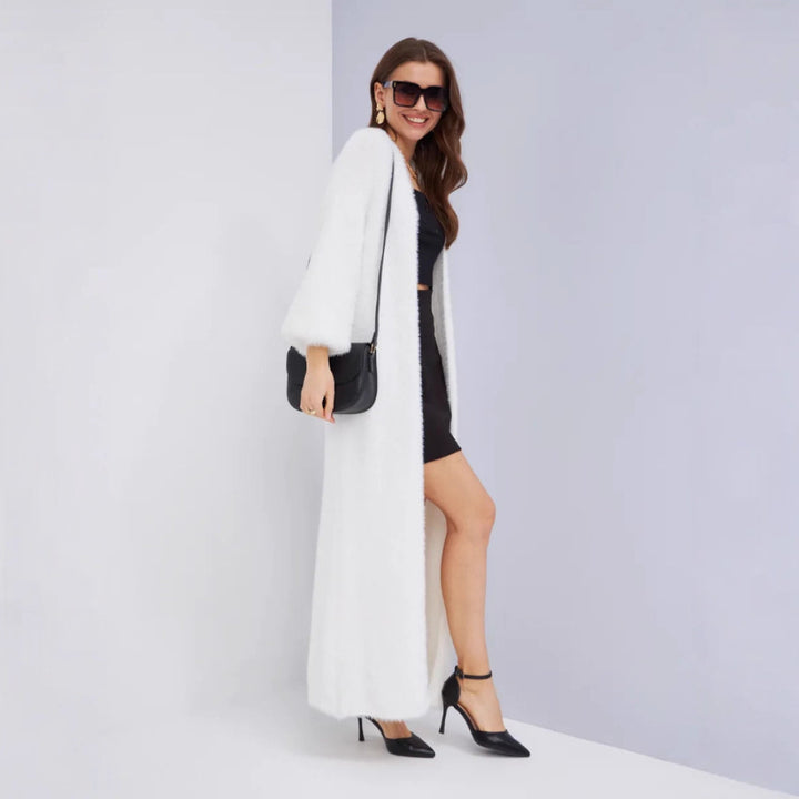 Damen Flauschiger Langarm Cardigan Drune