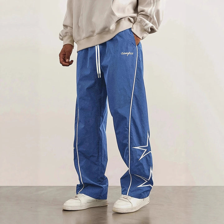 Herren Weite Trackpants mit Kontrastpaspel, Kordelzug und Sternapplikation Drune