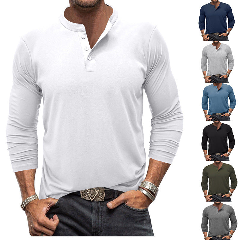 Herren Langarm T-Shirt mit Knopfleiste Drune