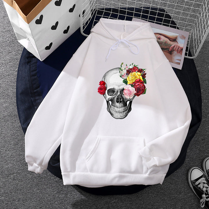 Damen nan lässiger Kapuzenpullover mit künstlerischem Mond‑und‑Pilzmotiv, weichem Fleecefutter und Kängurutasche Drune