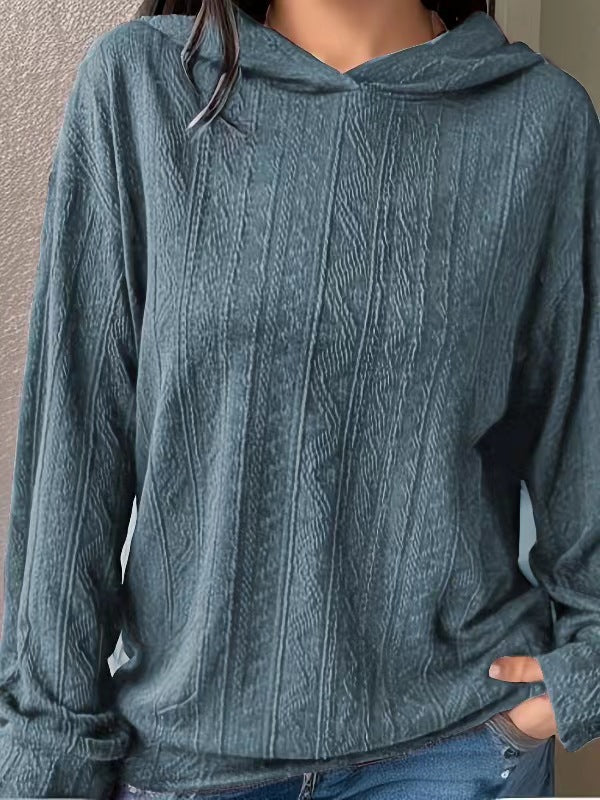 Damen Oversize Kapuzenpullover mit strukturierter Wellenoptik und Kängurutasche Drune